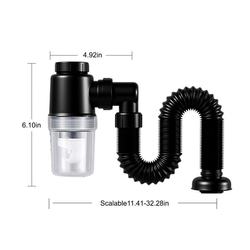 Drain Pipe,Bathroom-Sink-Drainage-Kit,Bathroom Sink Expansion Pipe,Washbasin Extension Pipe,Down Pipe Trap Pipe for Kitchen Bathroom,Restroom Black