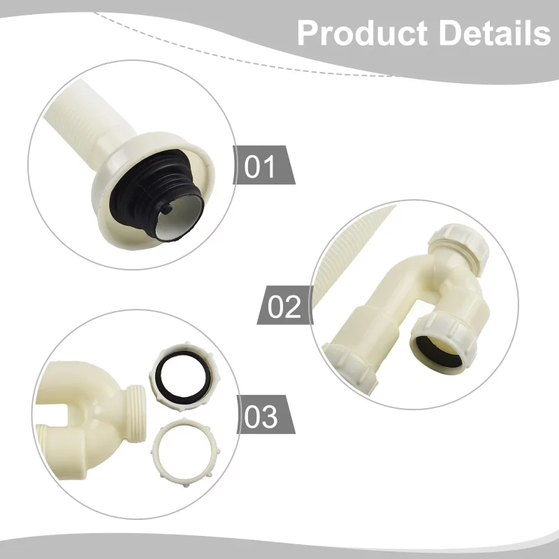 Flexible Drainage Pipe Universal Kitchen Sink Drain Pipe Kit Tube 60CM - Image 2