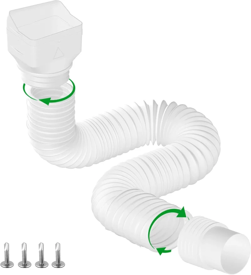 1xWhite Rain Gutter Downspout Extension Connector Rainwater Drainage Flexible Extendable from 21 to 62 Inches (Fit 4" x 3" downspouts)