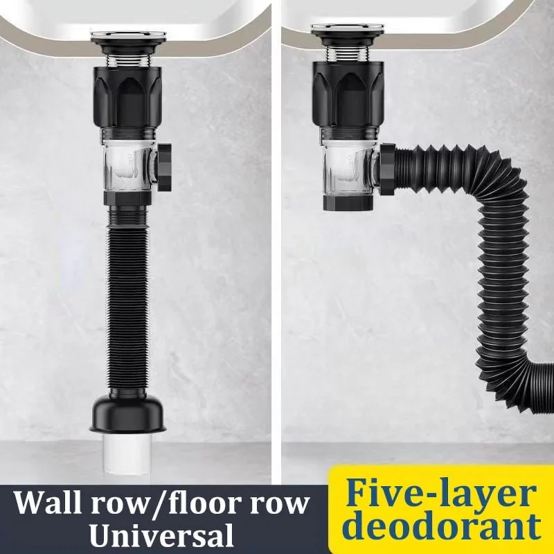 Universal Sewer Deodorizing Sewer Pipe Drain Pipe Horizontal and Vertical Drainage Trough Wash Basin Accessories Leak-proof - Image 2