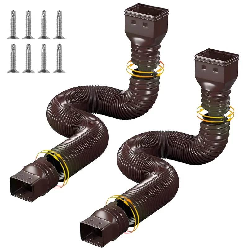 2-Pack Rain Gutter Downspout Extensions Flexible, Drain Downspout Extender,Down Spout Drain Extender, Gutter Connector Rainwater Drainage,Extendable from 21 to 60 Inches