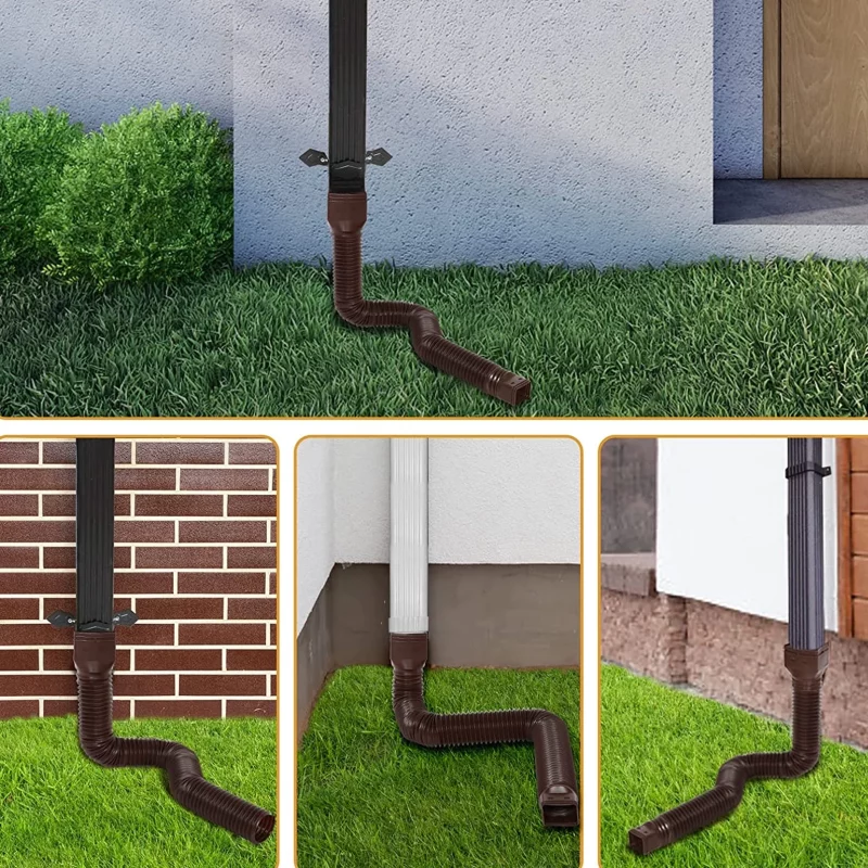 2-Pack Rain Gutter Downspout Extensions Flexible, Drain Downspout Extender,Down Spout Drain Extender, Gutter Connector Rainwater Drainage,Extendable from 21 to 60 Inches - Image 2