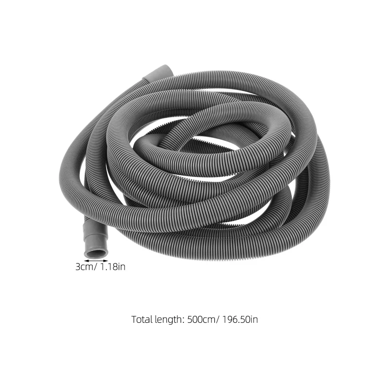 2 Sets Corrugated Utility Sewer Pipe Extension Hose 500.00X3.00X3.00CM Grey - Image 2