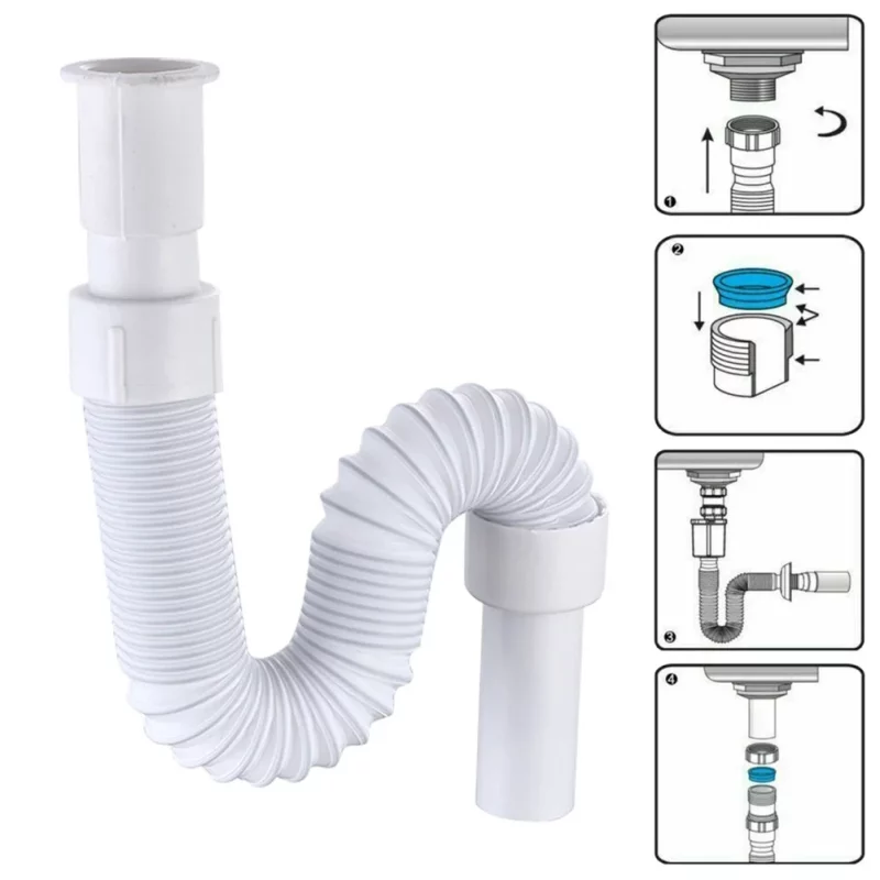 Flexible Sink Drain Pipe, Expandable Flexible Sink Drain Pipe,for Bathroom Sink and Kitchen Sink