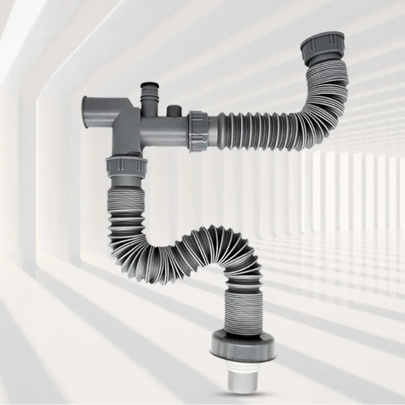 Wash Basin Pipe Plumbing Kitchen Sewer Pipe Flexible Bathroom Sink Drains Downcomer Hose Waste Pipe Overflow Pipe Home - Image 2