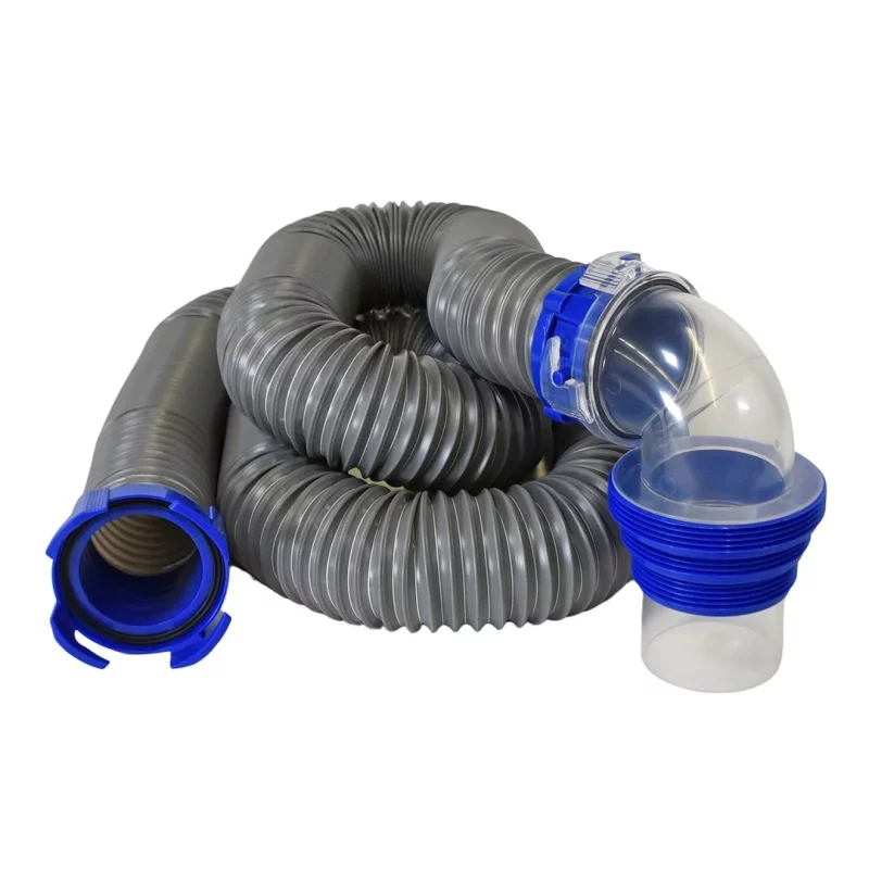 30 ft. Sewer Hose Kit with Steel Wire Ribbing, Gray