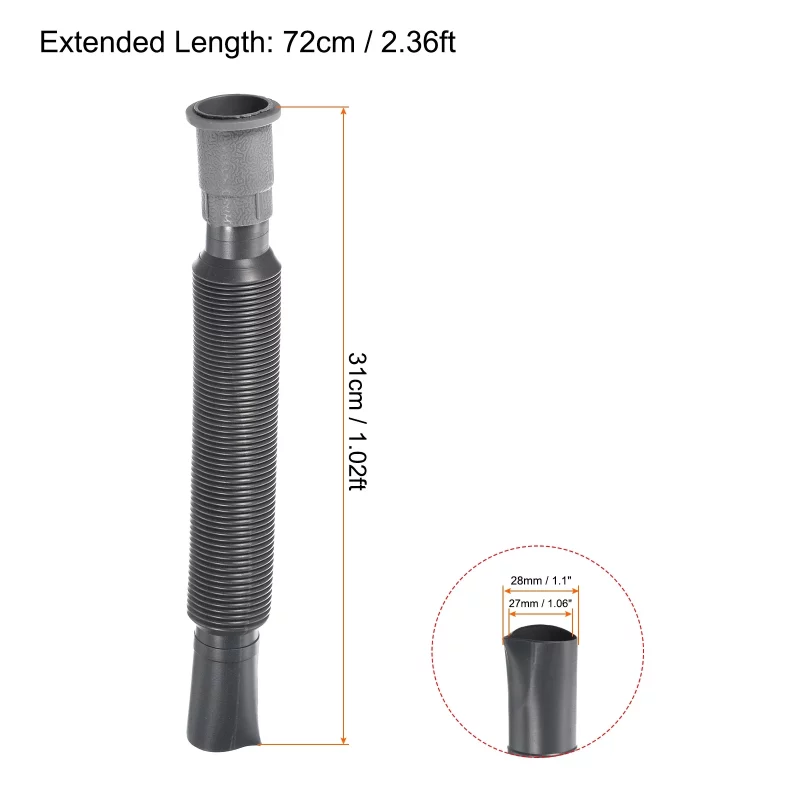 Plastic Drain Pipe Expandable Sink Tubing Flexible Drainage Pipe Grey 3 Pack - Image 2