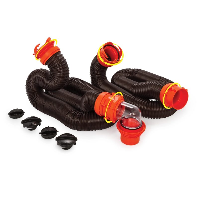 20ft RV Sewer Hose Kit - 23 Mils of Polyolefin, Black